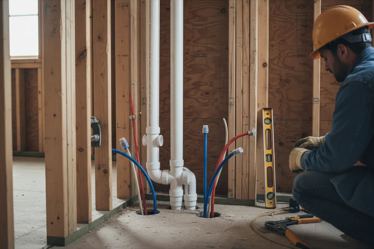Drain and supply rough-in during Sump Pump Repair in Kimbolton